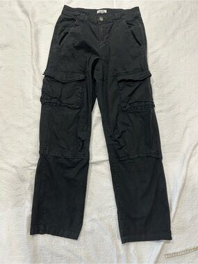 Garage Black Straight-Leg Cargo Pants with Utility Pockets